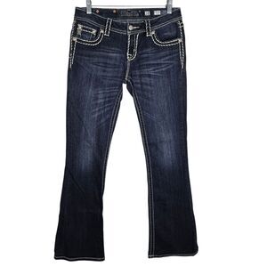 Miss Me Signature Boot Cut Jeans Sz 28 x 32 Blue Low Rise Western Cowgirl